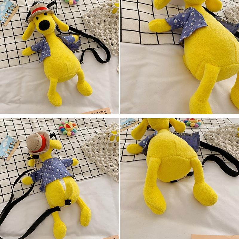 Adorable Cartoon Plush Shoulder Bag Duck White Green - Puppy Yellow