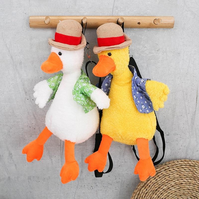 Adorable Cartoon Plush Shoulder Bag Duck White Green - Puppy Yellow