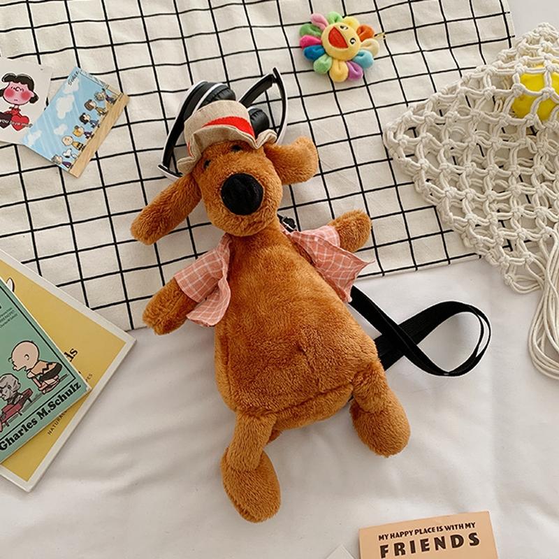 Adorable Cartoon Plush Shoulder Bag Duck White Green - Puppy Yellow