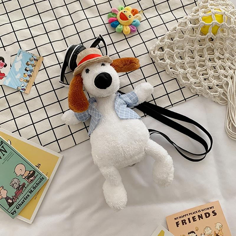 Adorable Cartoon Plush Shoulder Bag Duck White Green - Puppy Yellow