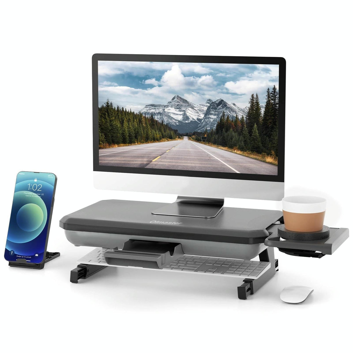Adjustable Laptop Stand with Storage Drawer - Height Riser - Basic