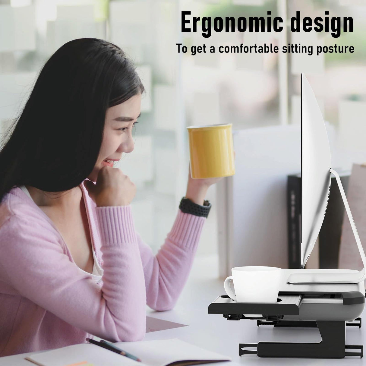 Adjustable Laptop Stand with Storage Drawer - Height Riser - Basic