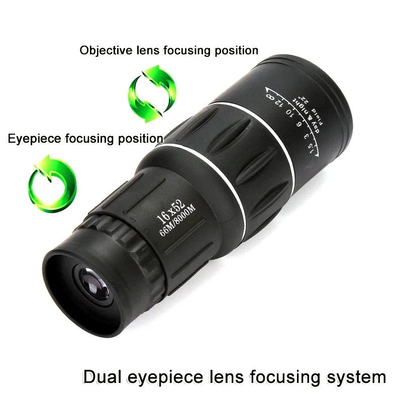 High Definition Monocular Telescope For Outdoor Bird Viewing - 16X52 Green Film - 16X52 Prism