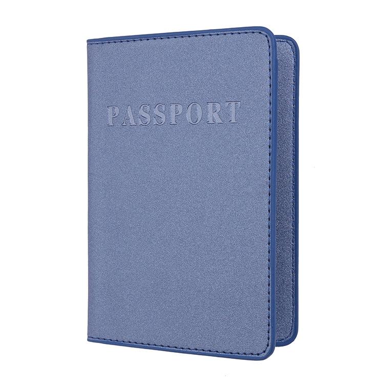 Frosted Pu Multi Card Passport Holder For Travel Abroad Blue