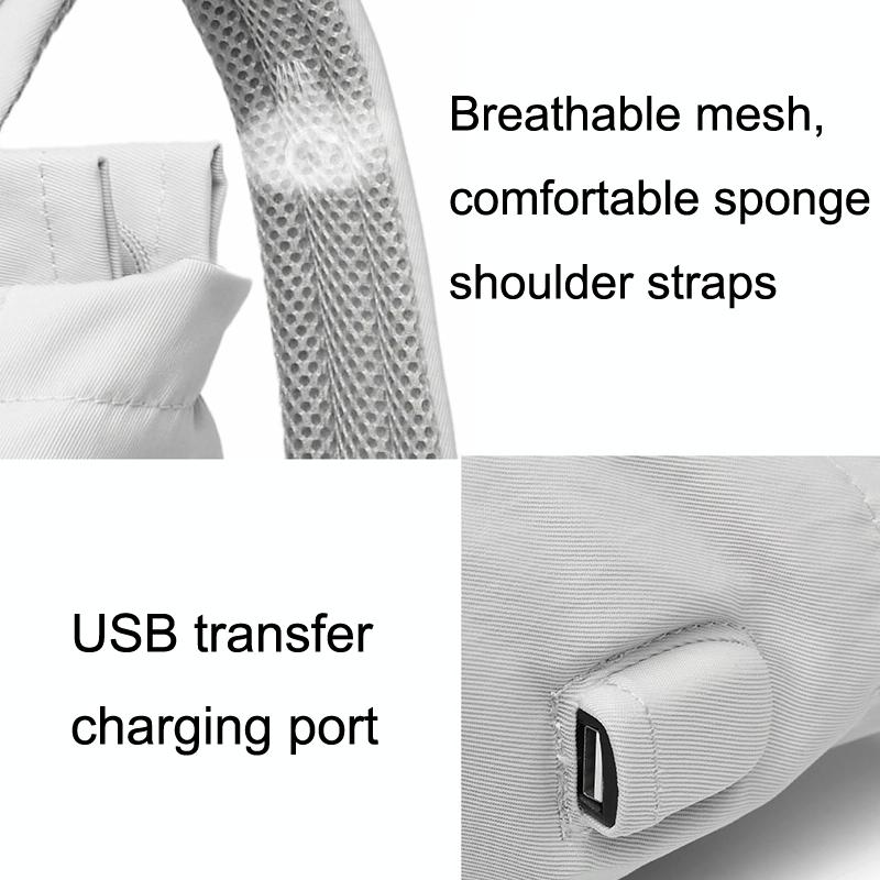 Medium Gray Waterproof Usb Laptop Backpack