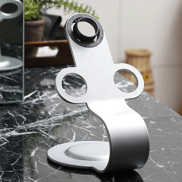 Universal Hair Dryer Stand No Drilling Silver