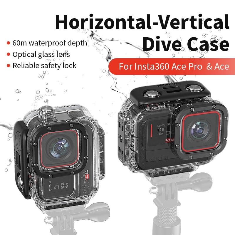 60m Waterproof Dive Shell for Magisn Camera - Horizontal & Vertical Shooting - For Insta360 Ace Pro