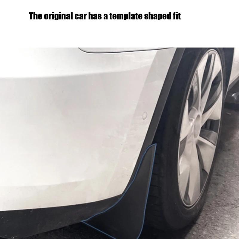 For Tesla Model Y Car Punch-Free Front And Rear Wheel Soft Rubber Fender Guard - Carbon Fiber - Matte Black