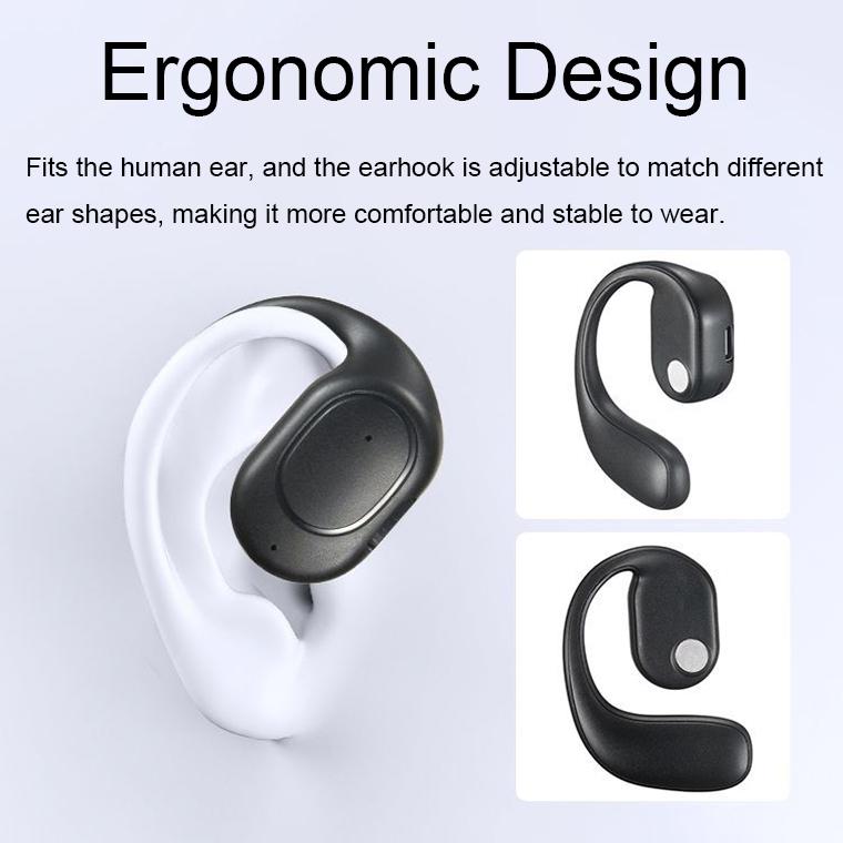Wireless Bluetooth 5.2 Earphones with Noise Reduction Ear-mounted Design - Black Without Accessories