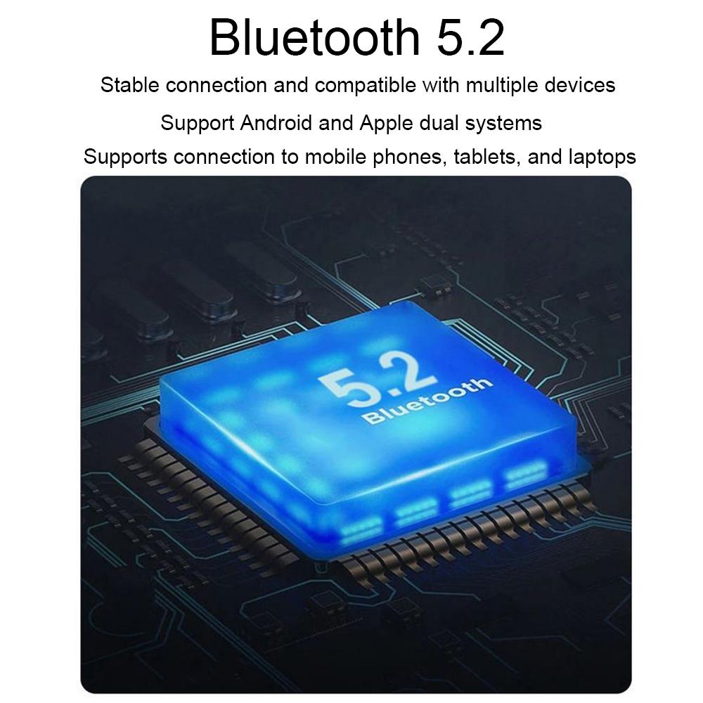 Wireless Bluetooth 5.2 Earphones with Noise Reduction Ear-mounted Design - Black Without Accessories