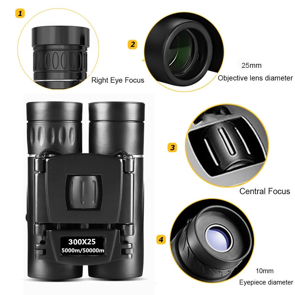 Foldable Hunting Binoculars for Outdoor Adventures - 200 X 25 Standard