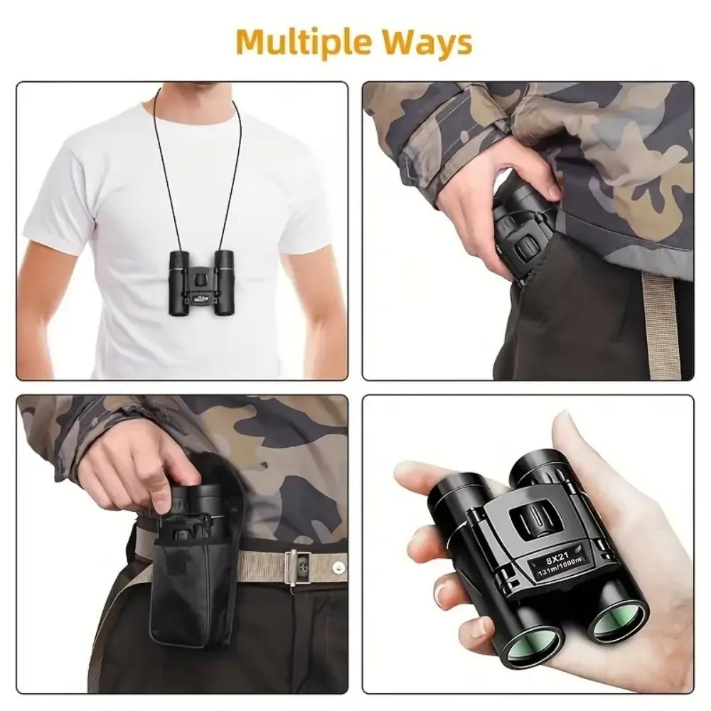 High-power Mini Binoculars for Low-light Night Vision 8x21