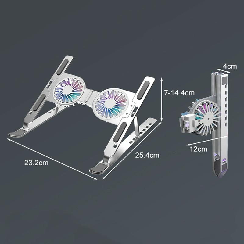 Foldable Laptop Cooling Stand with Ambient Light - Silver