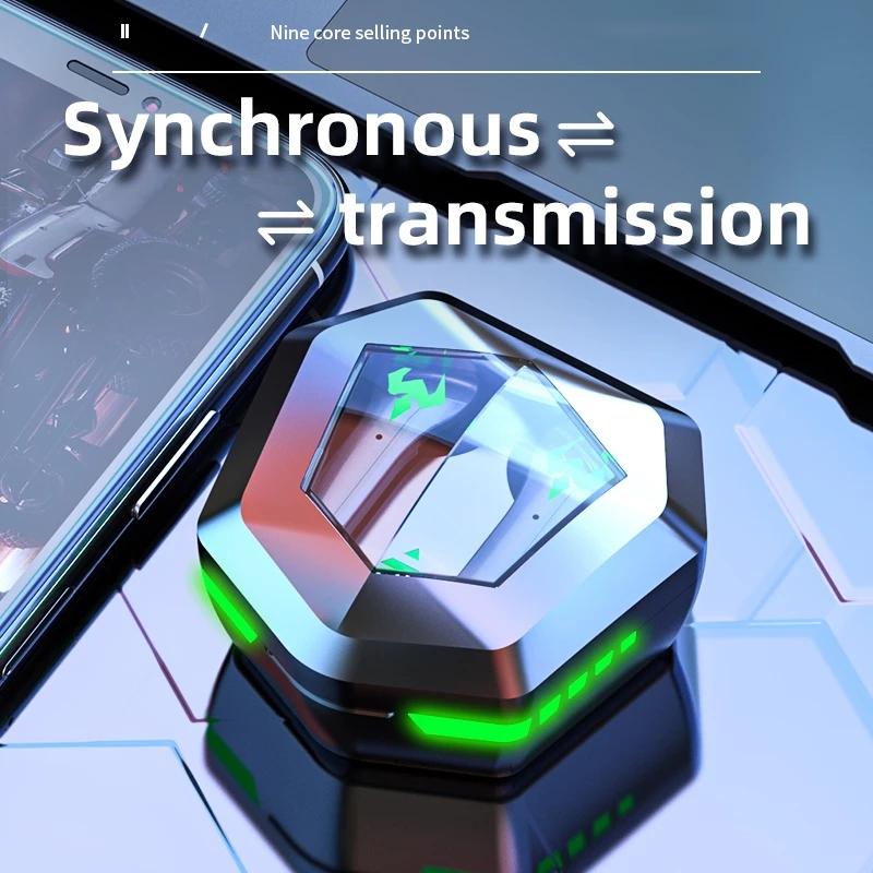 Low Latency Wireless Bluetooth Game Earphones with Colourful Lights - Digital Display