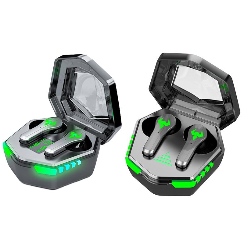 Low Latency Wireless Bluetooth Game Earphones with Colourful Lights - Digital Display