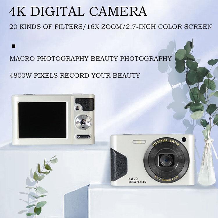 Retro 4K Digital Camera With 2.7 Lcd Screen - 30W Standard White