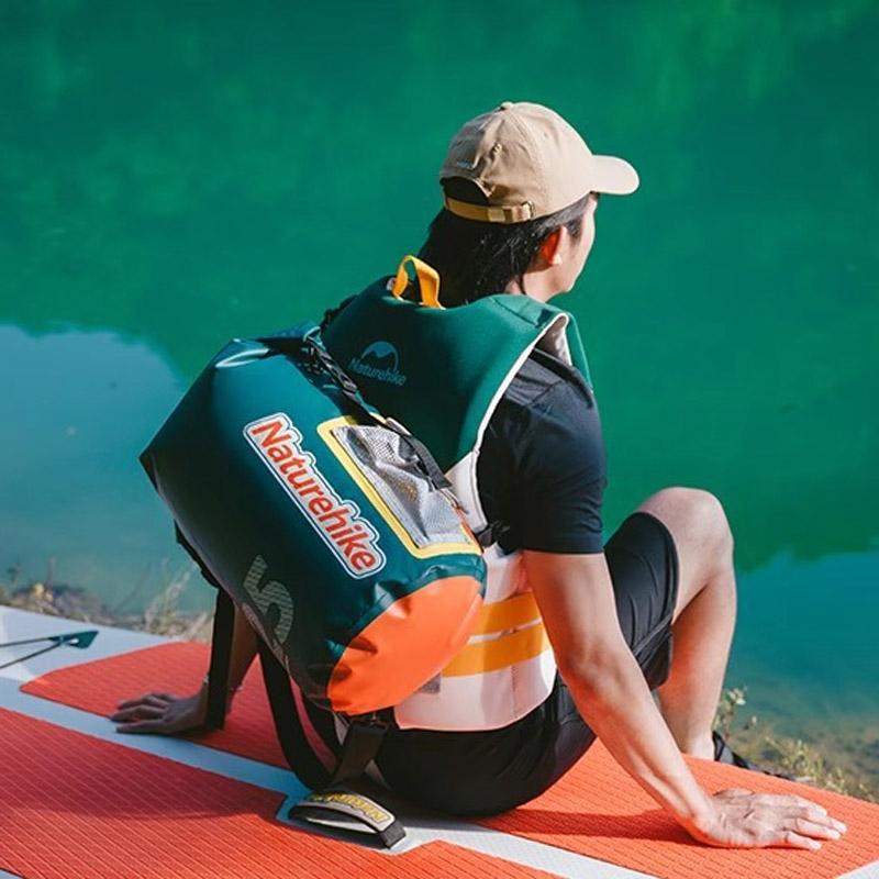 Waterproof Rafting Bag Dry Wet Separate Shoulder Pack For Outdoor Swimming 10L Green - 10L White