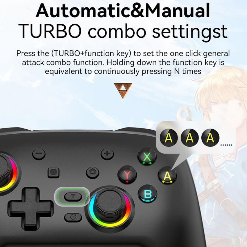 Wireless Gamepad for Nintendo Switch / Pro - Tooth Design - Tbd0603716901 Black Gold