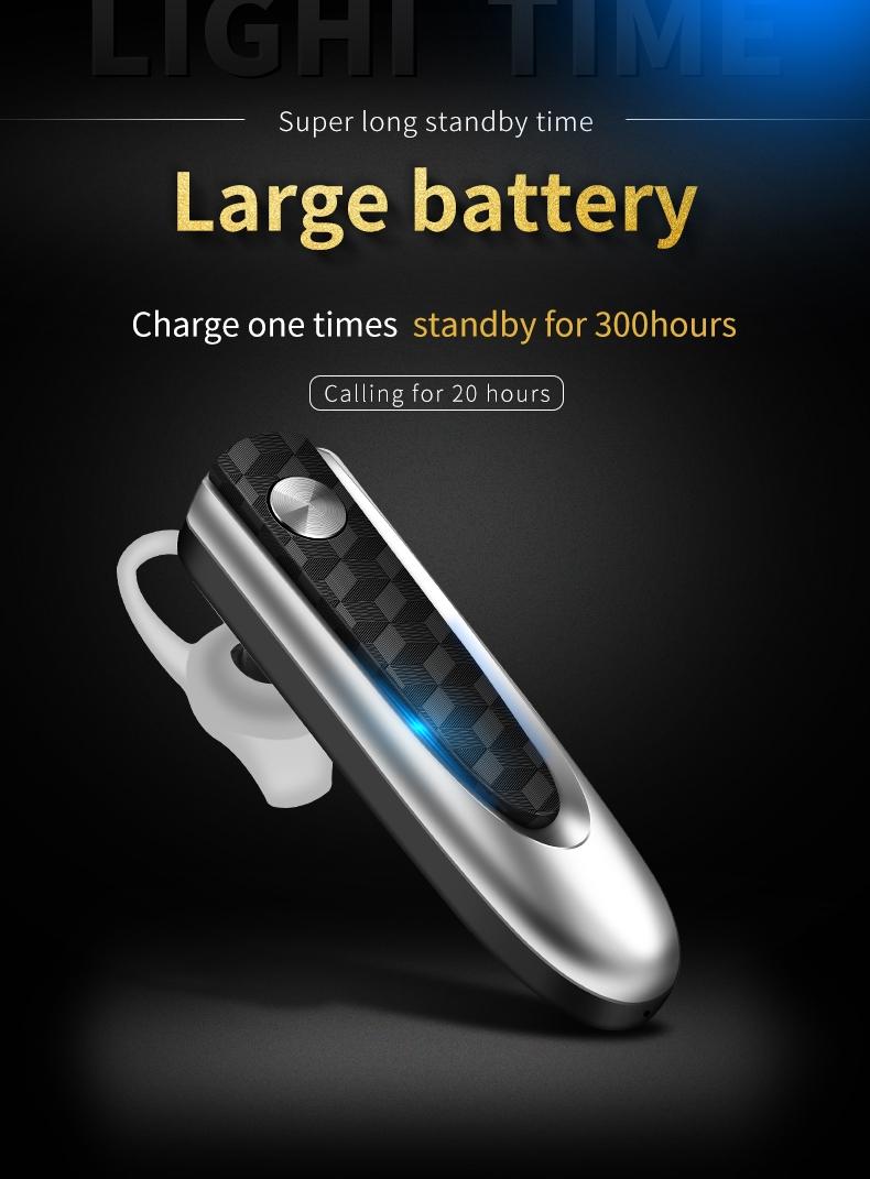 Wireless Bluetooth Earbud for Hands-free Calls and Music - Large Battery - Black