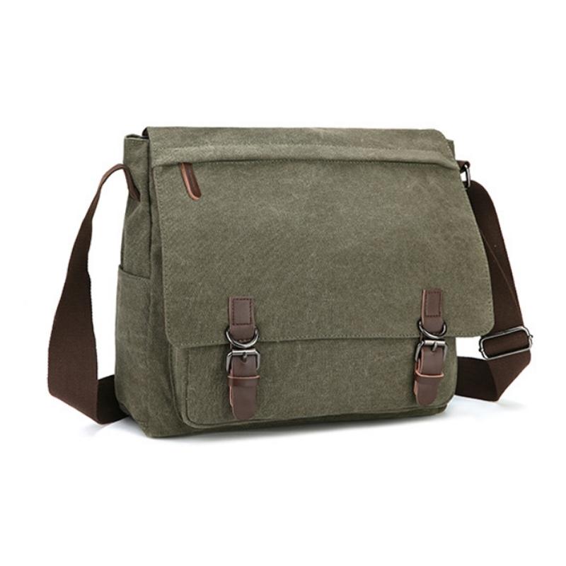 Green Canvas Business Messenger Bag Medium