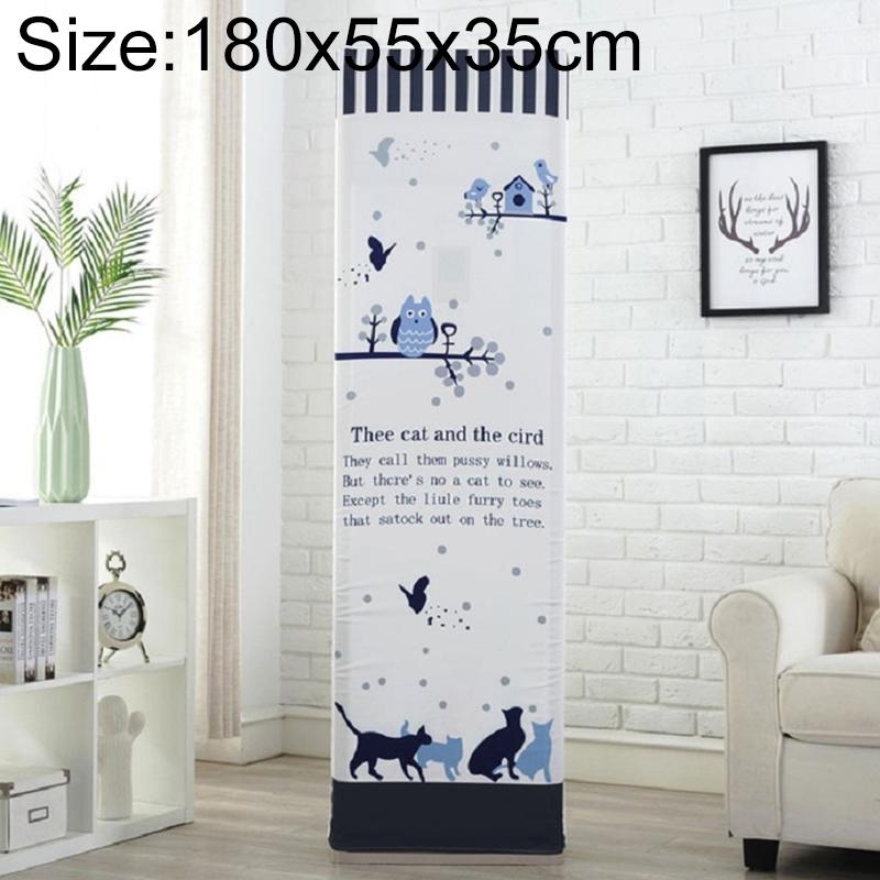 180x55x35cm All-inclusive Fabric Dust Cover for Vertical Cabinet Air Conditioners - Cat and Bird Design