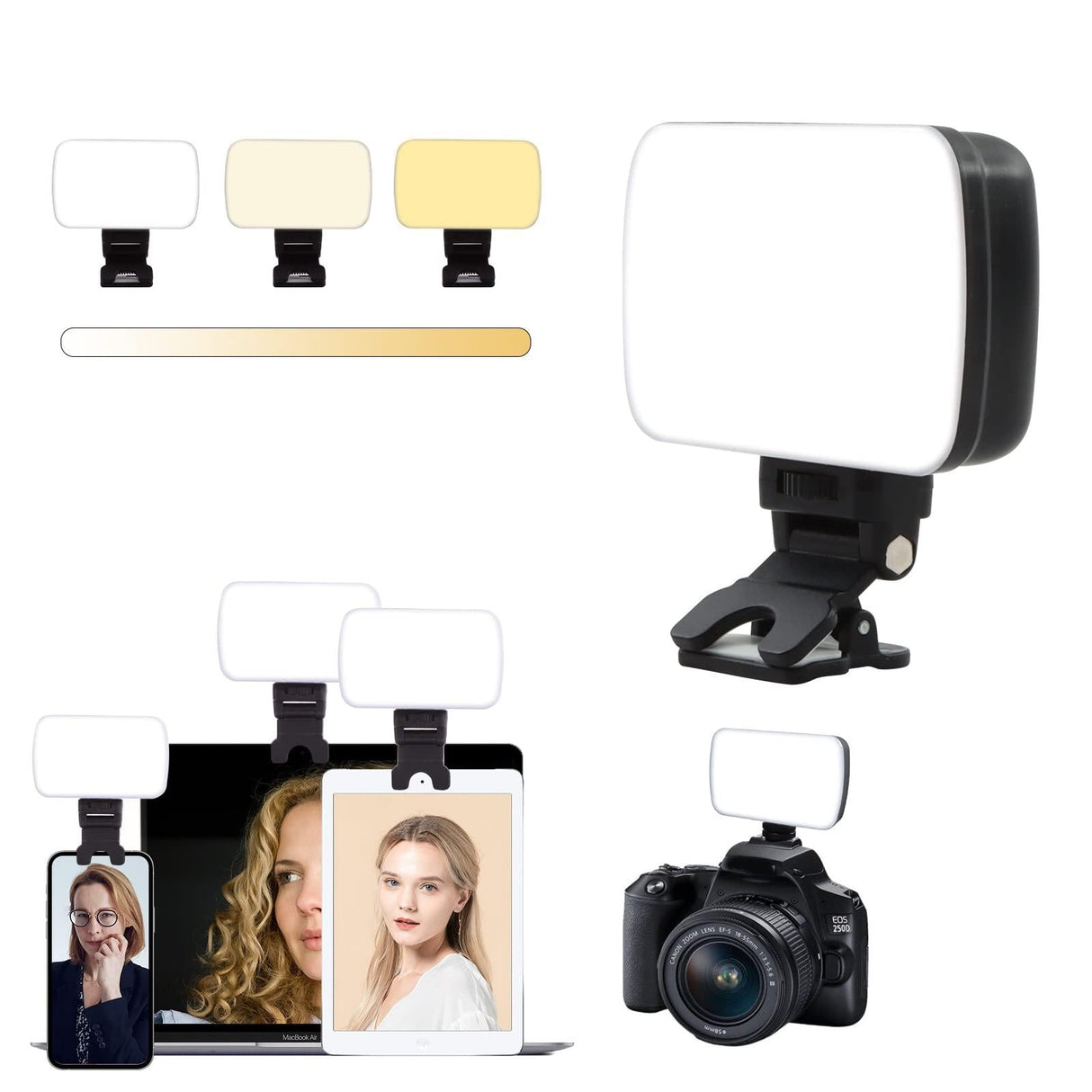 Rechargeable Video Conference Lighting - Three Colour Temperature Dimming