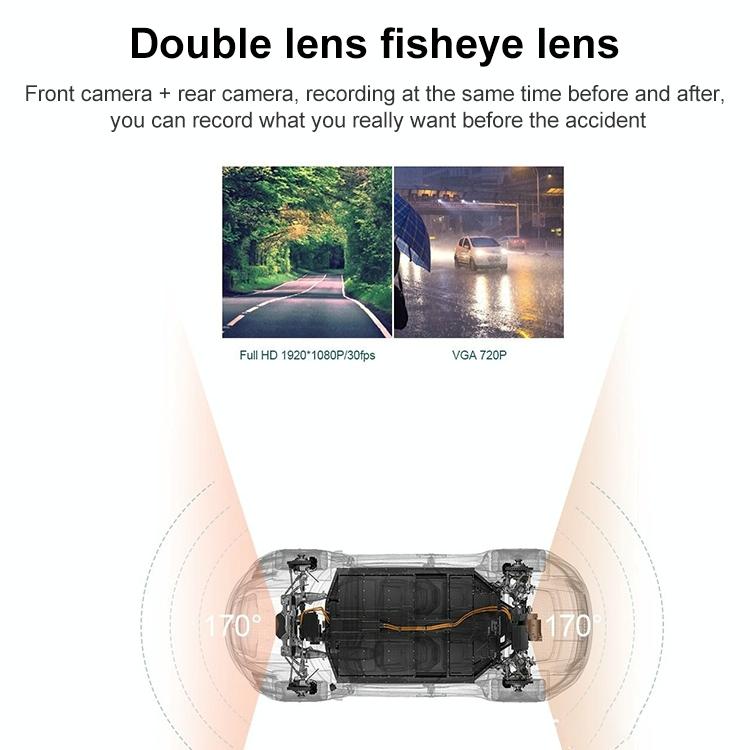 Hidden Dual-lens Car Dvr with Reversing Video Monitor