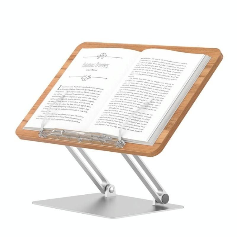 Aluminum Desktop Book Stand with Wood Board