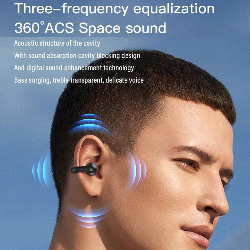 Touch Bone Conduction Bluetooth Earphone with Charging Warehouse - Ear Clip Type - Grey