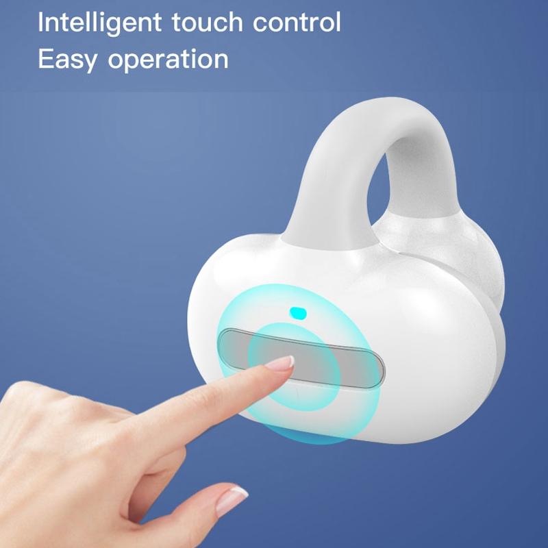 Touch Bone Conduction Bluetooth Earphone with Charging Warehouse - Ear Clip Type - Grey