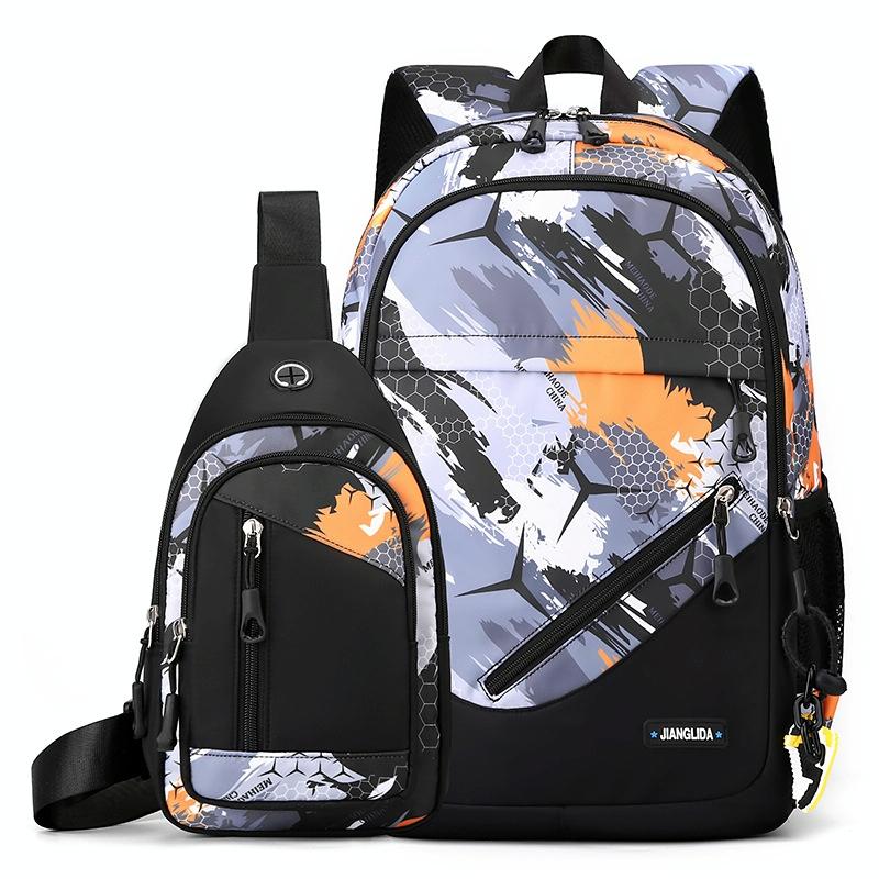 Lightweight 2-in-1 Backpack and Chest Bag for Men - Blue Football - Blue Honeycomb