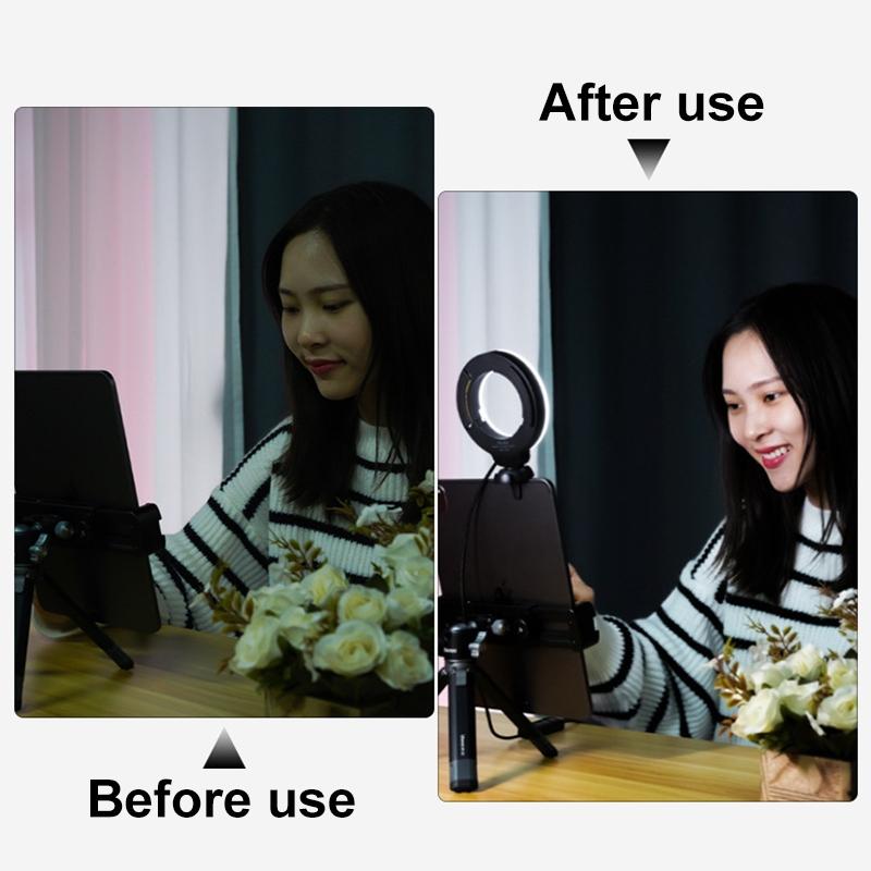 48leds Laptop Camera Beauty Ring Light - Clip Set 4-inch - Clip With Tripod