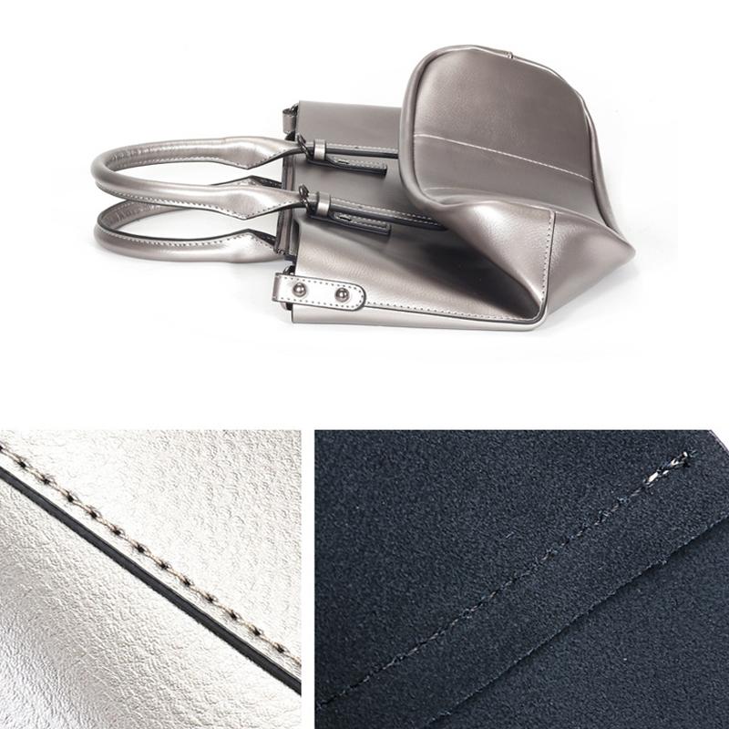 Blue Cowhide Messenger Tote For Women Large Capacity