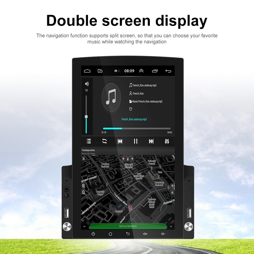 9.7 Inch Vertical Screen Android Car Mp5 Player With Hd 2.5D Glass Standard + 4 Lights Camera