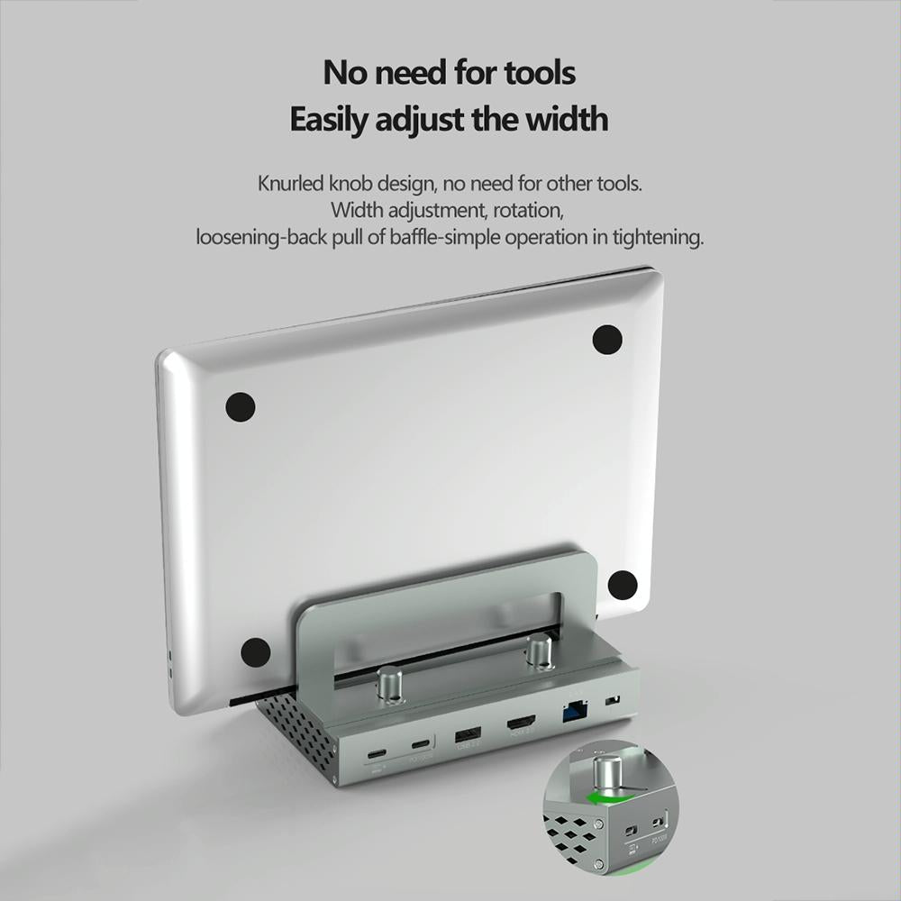 Vertical Laptop Docking Station with 4k / 60hz Type-c Hub - 11-In-1 With Lan