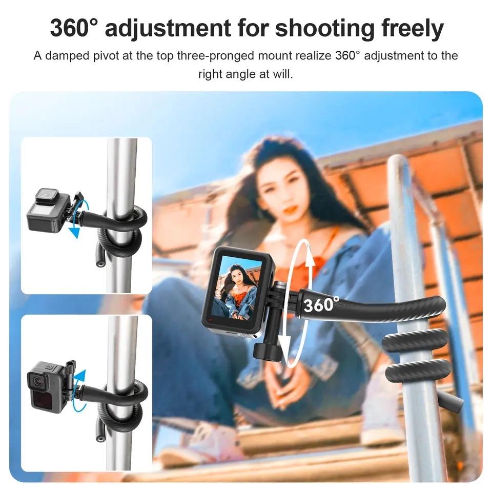 Versatile Octopus Tripod for Action Camera and Phone - Flexible Mount - With Phone Clip Kit