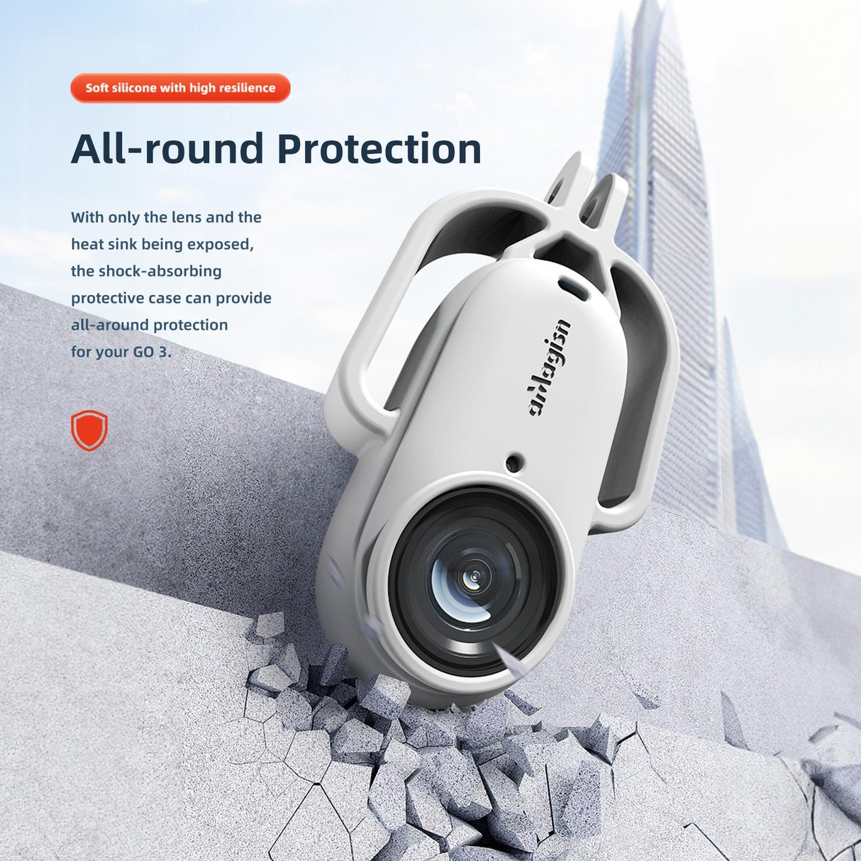 Amagisn Silicone Case for Insta360 Go 3 Camera - Horizontal - Vertical Gray