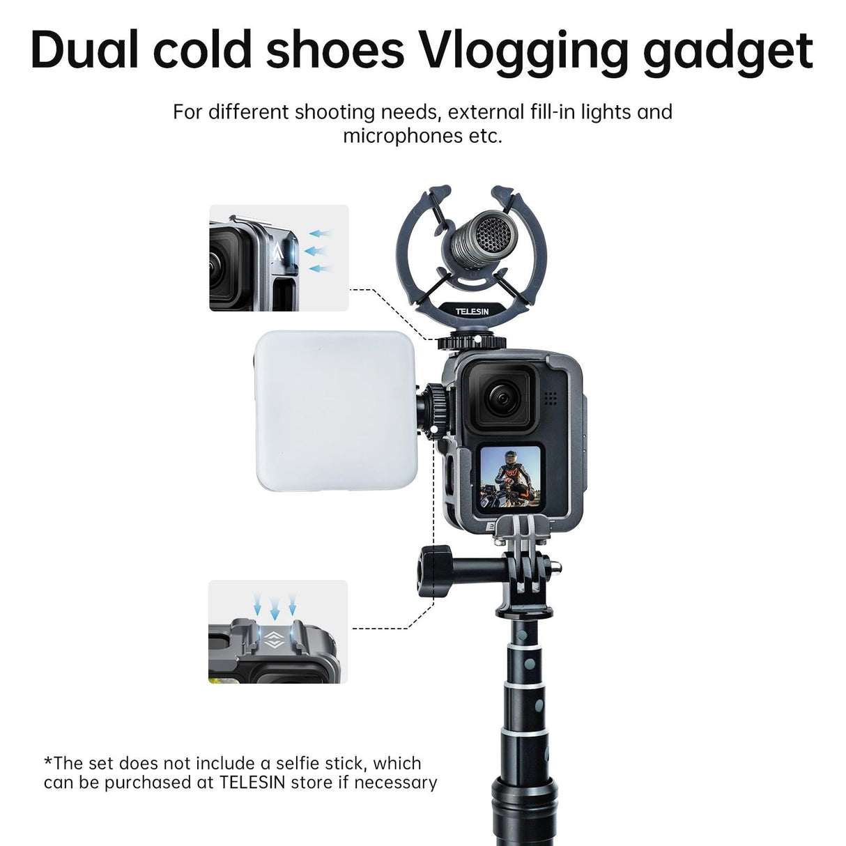 Vertical Shooting Set for Gopro Hero11 / 10 / 9 with Aluminium Alloy Frame