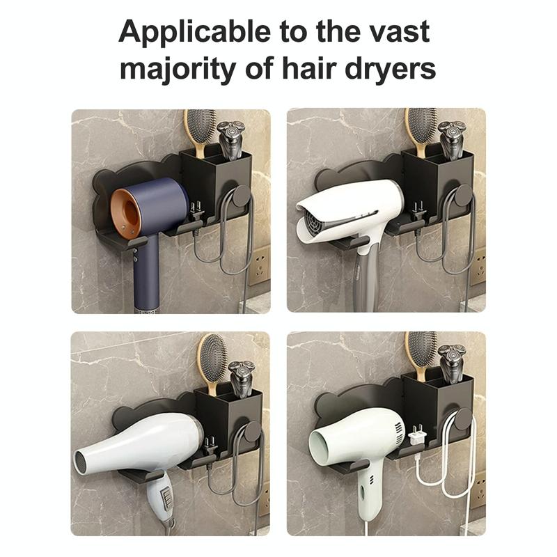 Wall Mounted Holder For Dyson Hair Dryer Bathroom Storage Rack Simple Black - Simple Black