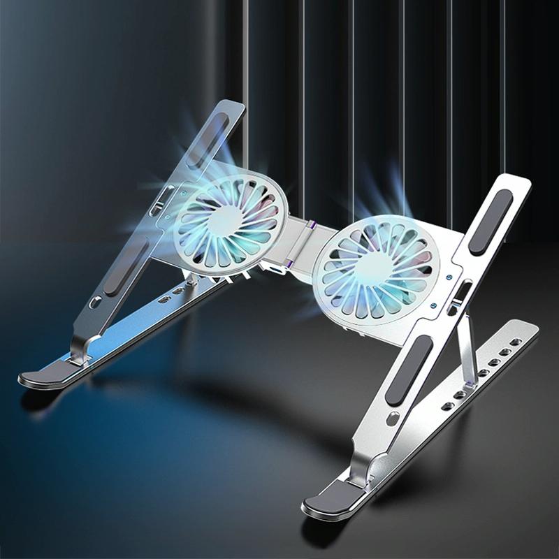 Foldable Laptop Cooling Stand with Ambient Light - Pink