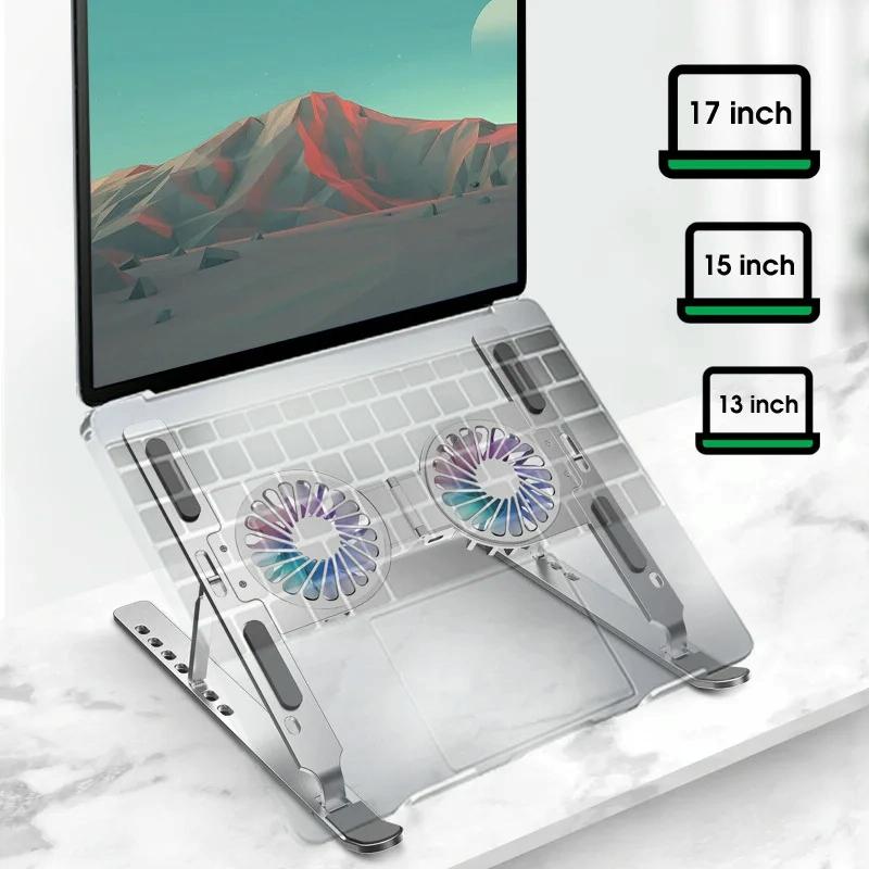 Foldable Laptop Cooling Stand with Ambient Light - Pink