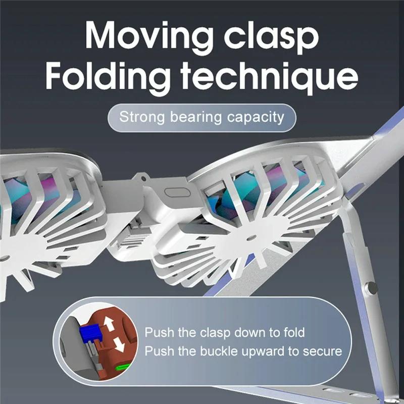 Foldable Laptop Cooling Stand with Ambient Light - Pink