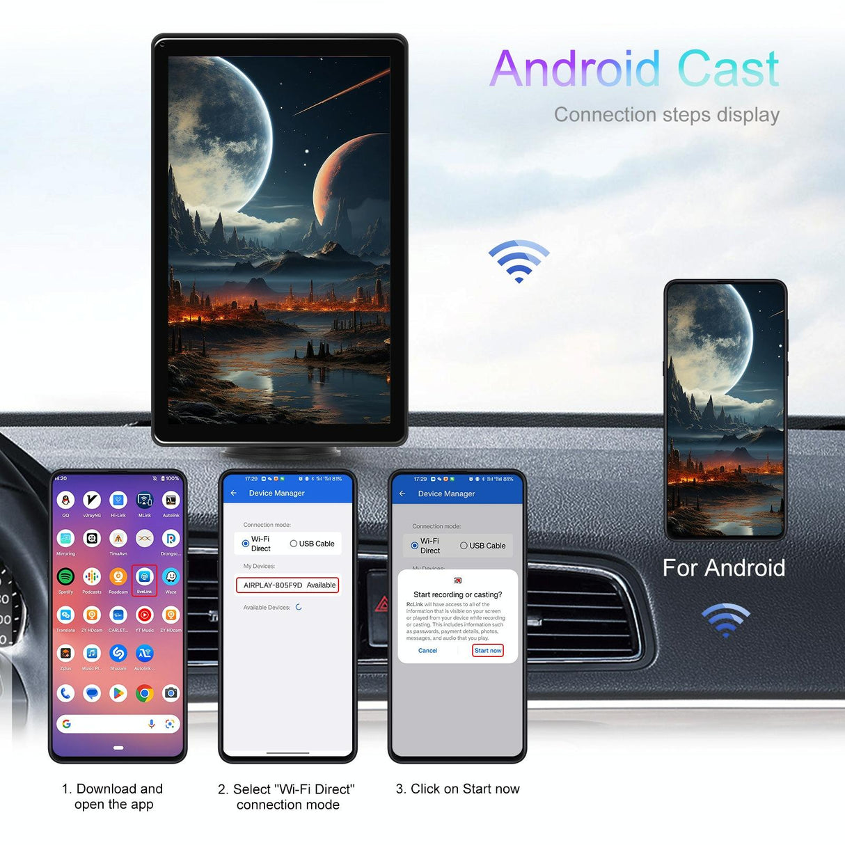 8 Inch Full Touch Car Screen Player - Horizontal / Vertical Carplay / Android Auto - With Camera