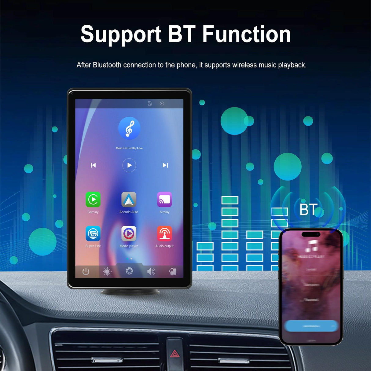 8 Inch Full Touch Car Screen Player - Horizontal / Vertical Carplay / Android Auto - With Camera