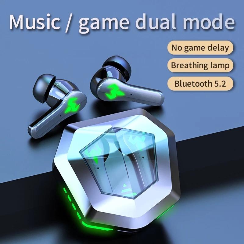 Low Latency Wireless Bluetooth Game Earphones with Colourful Lights - Non-Digital Display