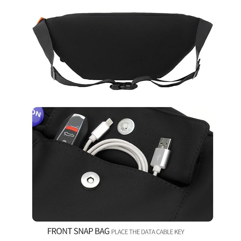 Chest Shoulder Messenger Bag Badge - Black + Badge + Lanyard