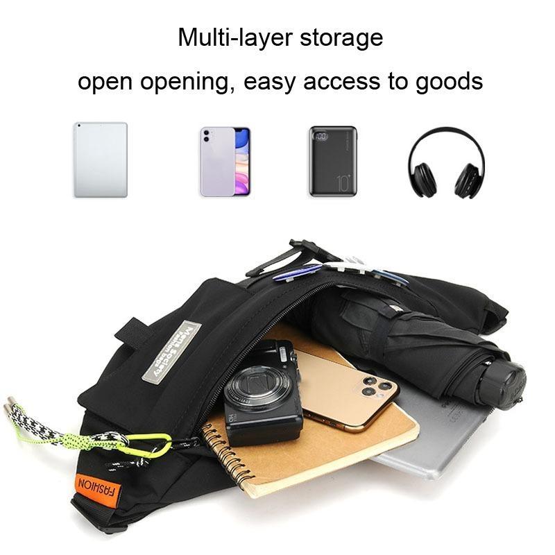 Chest Shoulder Messenger Bag Badge - Black + Badge + Lanyard