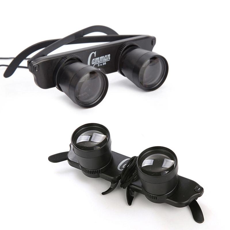 Adjustable Focus Fishing Binoculars - 3x28 with Glass Type and Zippered Case