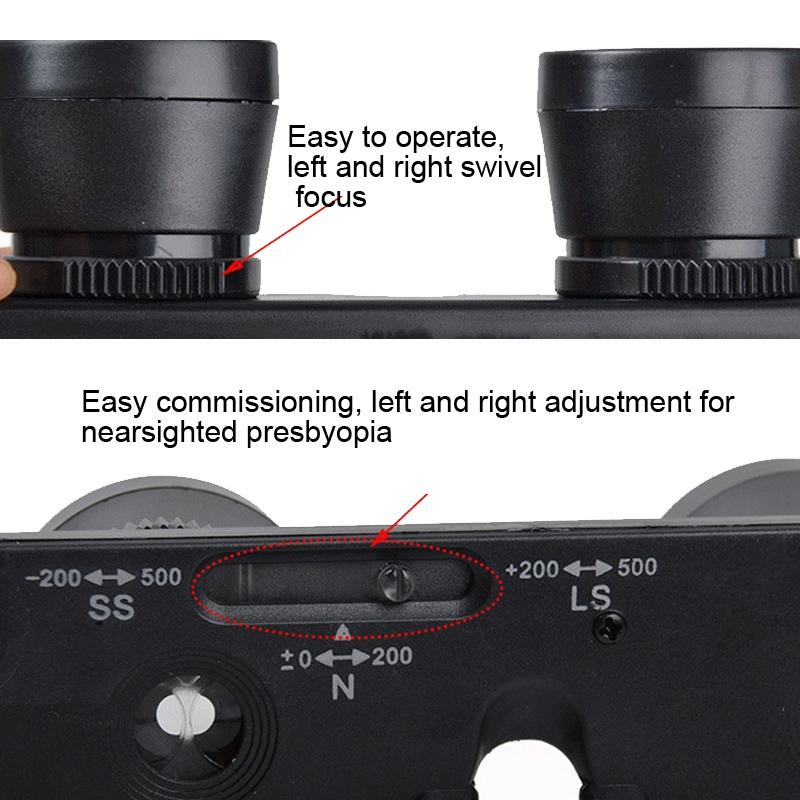 Adjustable Focus Fishing Binoculars - 3x28 with Glass Type and Zippered Case