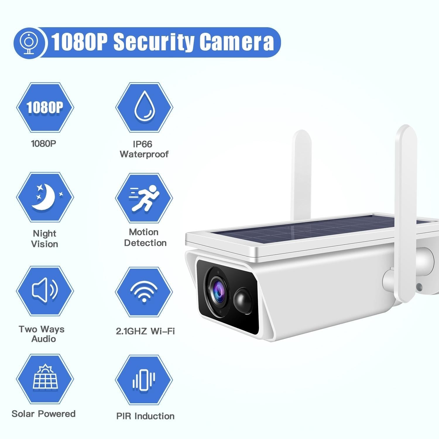 Solar-Powered 1080P Wifi Security Camera With Night Vision And Two-Way Audio